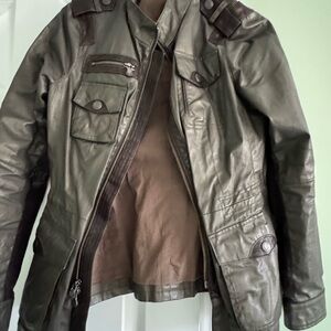 Vince Dark Olive coated waxed Jacket